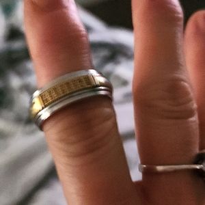 Very nice Gold Men's wedding band with gold and diamonds.